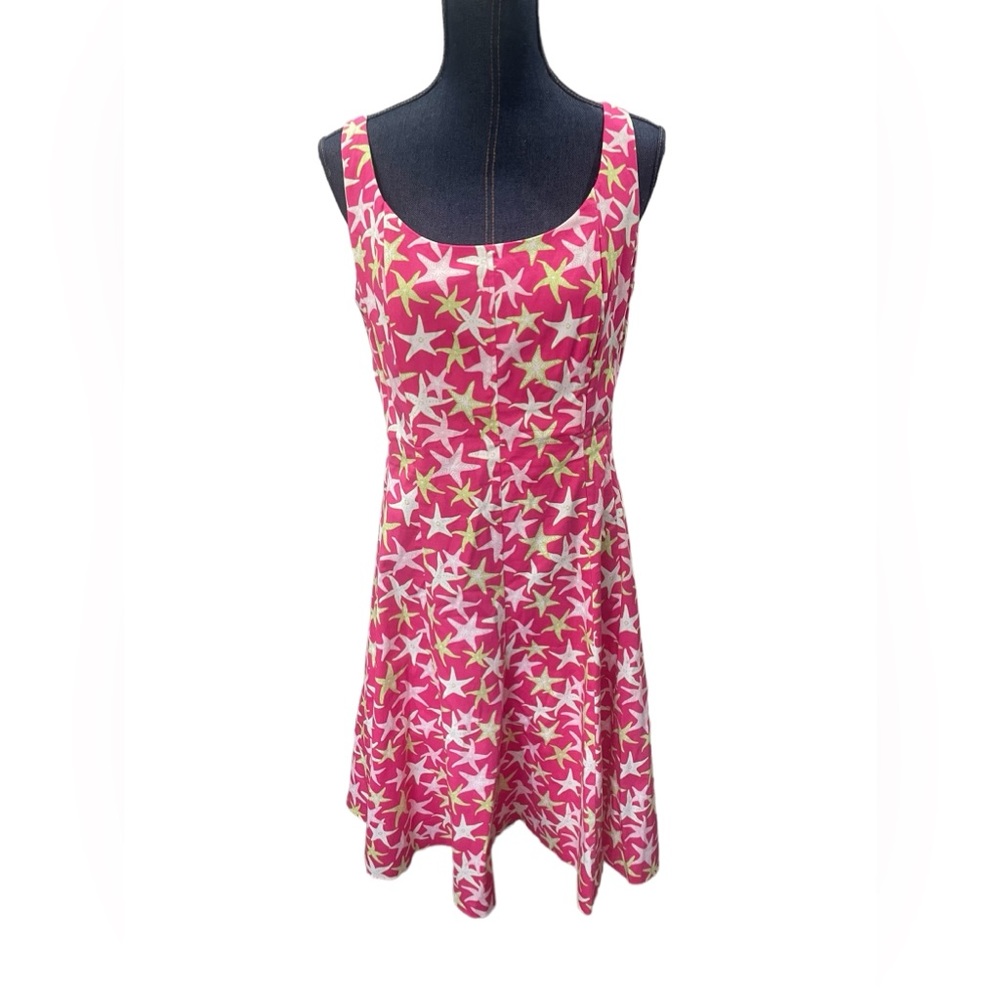 Pappagallo pink casual Dress Sleeveless Fit Flare Pink Starfish Stars Sz 8